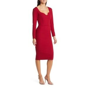 NWT Dress The Population Sonia Long Sleeve Dress in Garnet Red Size Medium